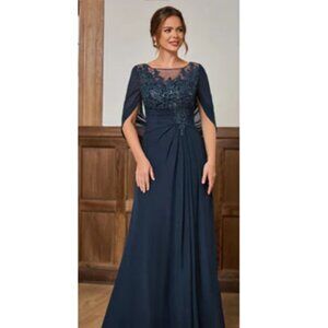 Elegant Navy Blue Evening Gown